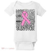 Breast Cancer Survivor Fighter Pink Ribbon Strong Baby Bodysuit thumb 0