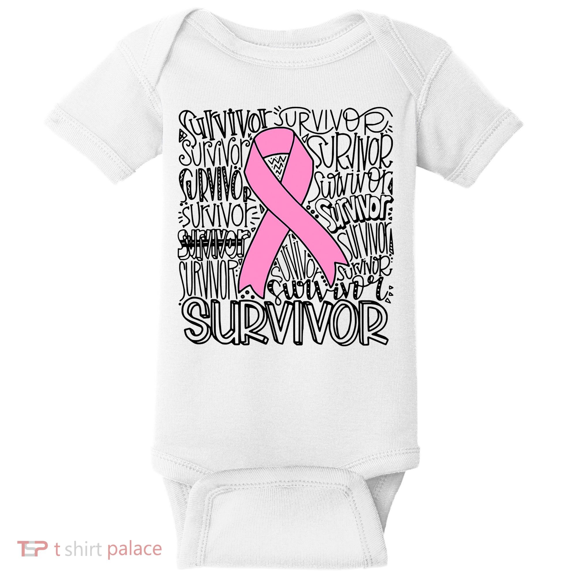 Breast Cancer Survivor Fighter Pink Ribbon Strong Baby Bodysuit