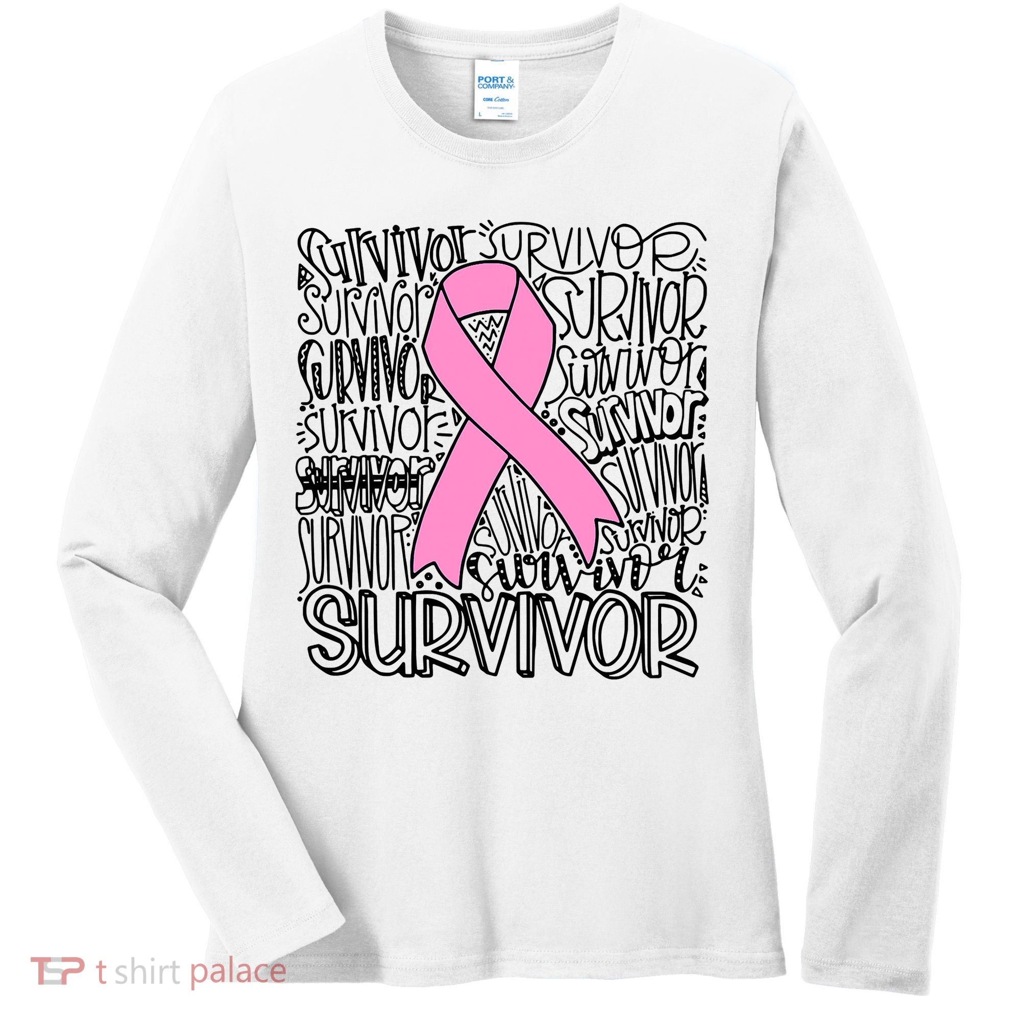 Breast Cancer Survivor Fighter Pink Ribbon Strong Women's Long Sleeve Shirt