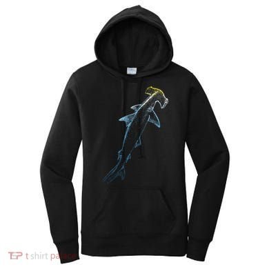 Beautiful Colors Swimming Hammerhead Shark Lovers Women's Hoodie