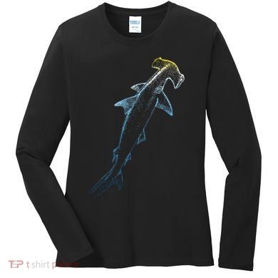 Beautiful Colors Swimming Hammerhead Shark Lovers Women's Long Sleeve Shirt