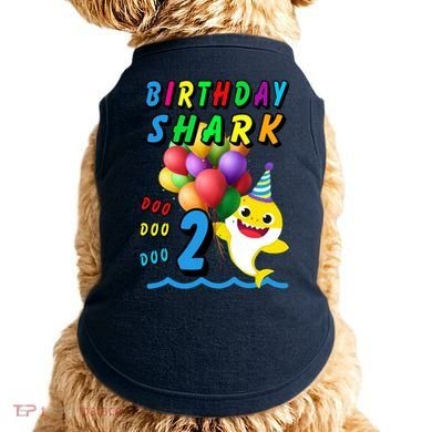 Baby Cute Shark Birthday Boy 2 Year Old Doggie Tank