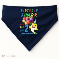 Baby Cute Shark Birthday Boy 2 Year Old USA-Made Doggie Bandana thumb 0