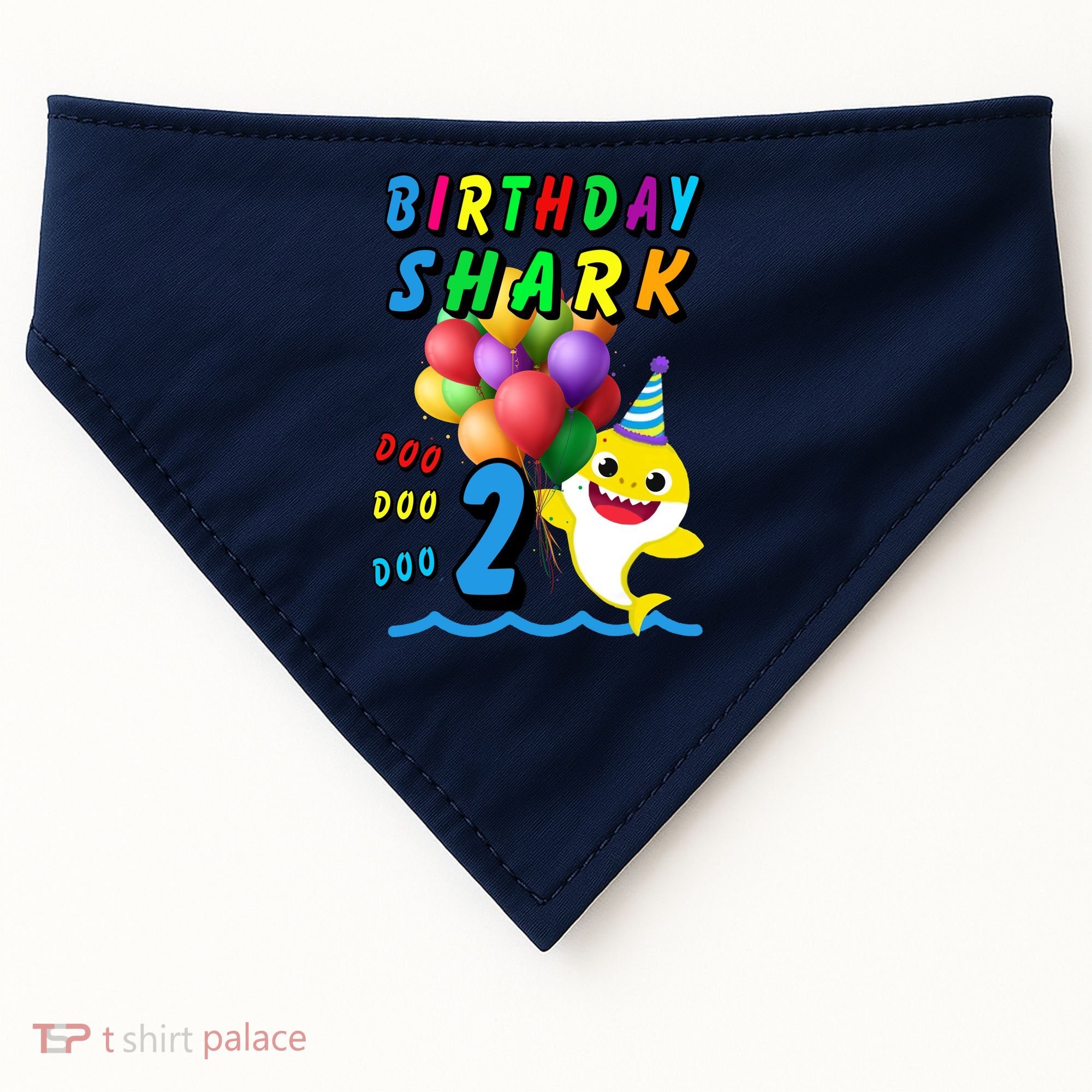 Baby Cute Shark Birthday Boy 2 Year Old USA-Made Doggie Bandana