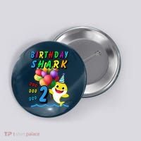 Baby Cute Shark Birthday Boy 2 Year Old Button thumb 0