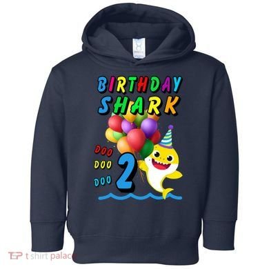 Baby Cute Shark Birthday Boy 2 Year Old Toddler Hoodie