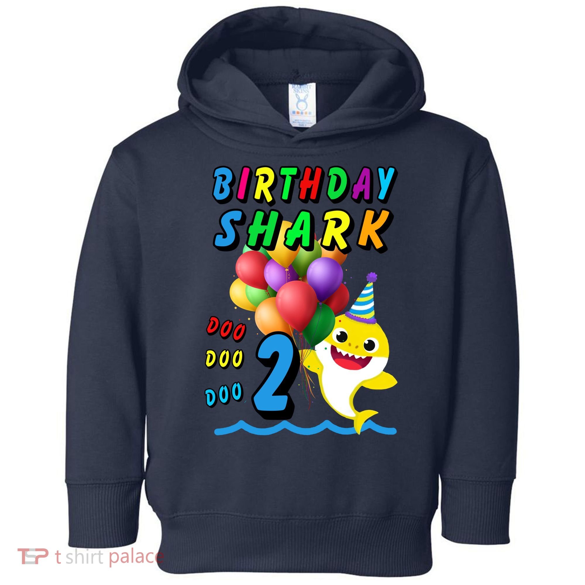 Baby Cute Shark Birthday Boy 2 Year Old Toddler Hoodie