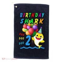 Baby Cute Shark Birthday Boy 2 Year Old Golf Towel thumb 0