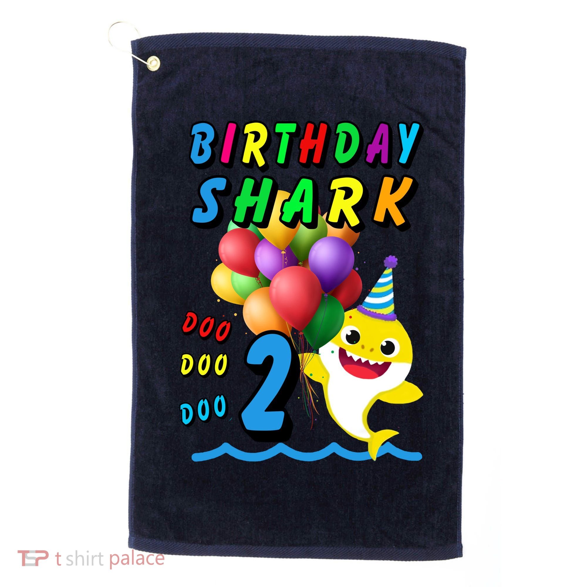 Baby Cute Shark Birthday Boy 2 Year Old Golf Towel