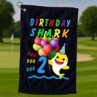 Baby Cute Shark Birthday Boy 2 Year Old Golf Towel thumb 1