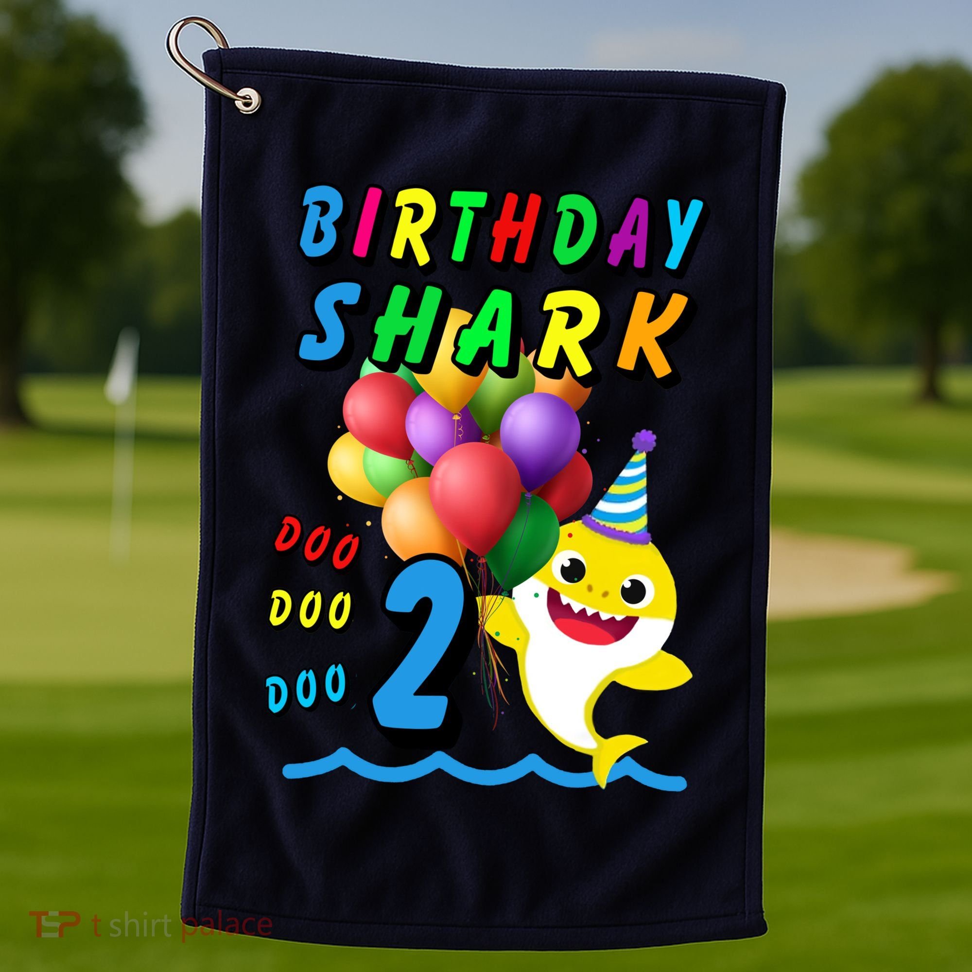 Baby Cute Shark Birthday Boy 2 Year Old Golf Towel