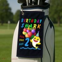Baby Cute Shark Birthday Boy 2 Year Old Golf Towel thumb 2