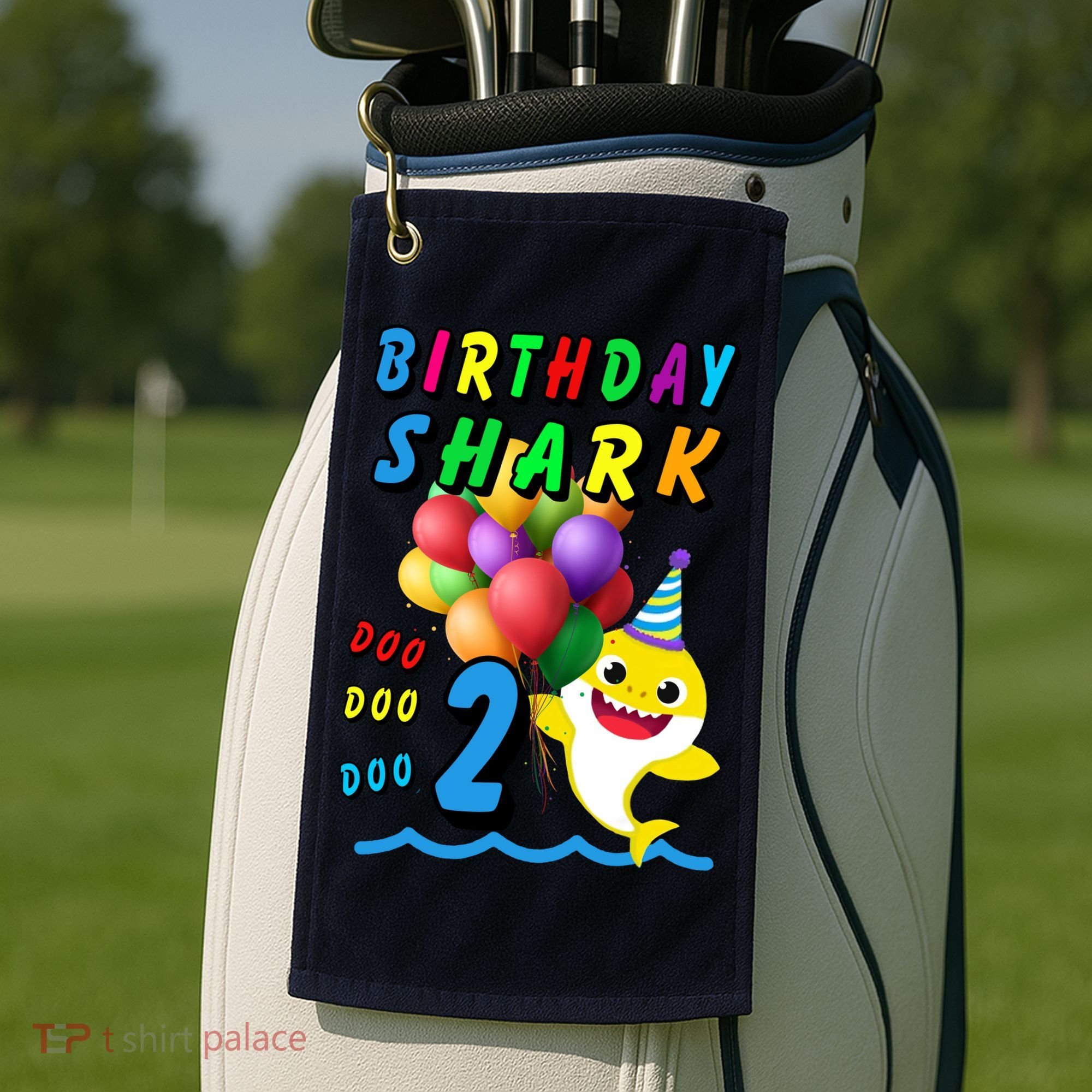 Baby Cute Shark Birthday Boy 2 Year Old Golf Towel