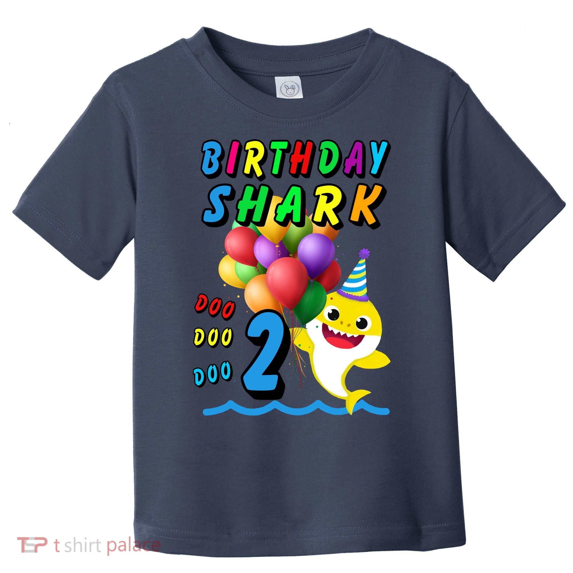 Baby Cute Shark Birthday Boy 2 Year Old Toddler T-Shirt