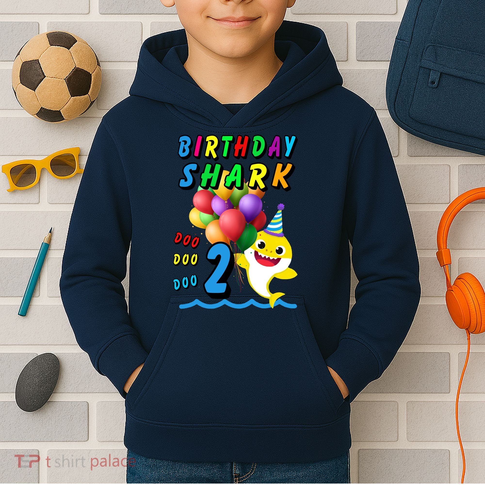 Baby Cute Shark Birthday Boy 2 Year Old Kids Hoodie