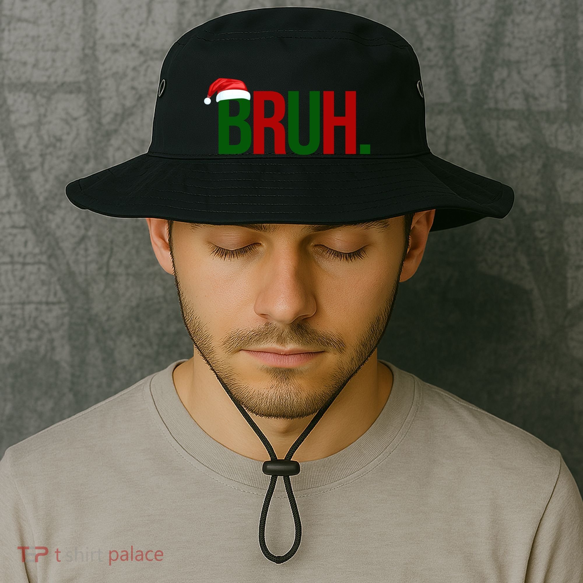 Bruh Christmas Santa Funny Bucket Hat