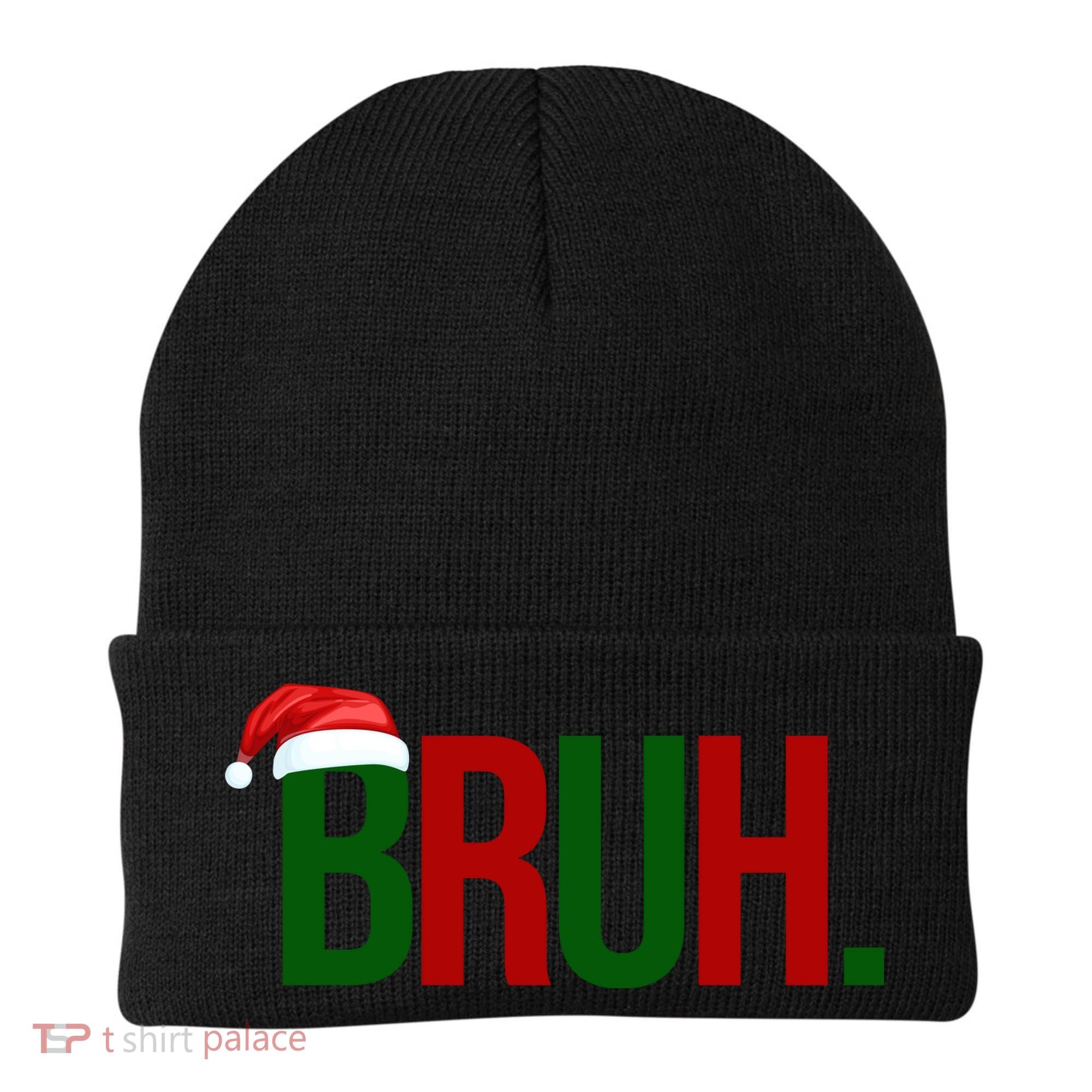 Bruh Christmas Santa Funny Beanie