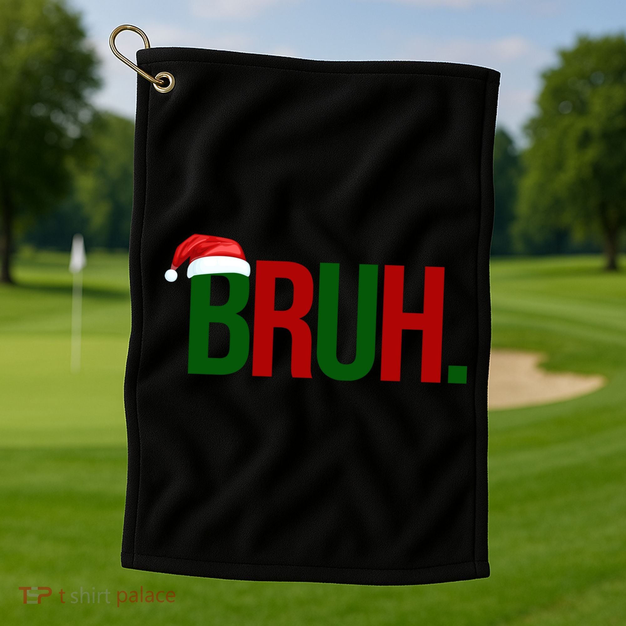 Bruh Christmas Santa Funny Golf Towel
