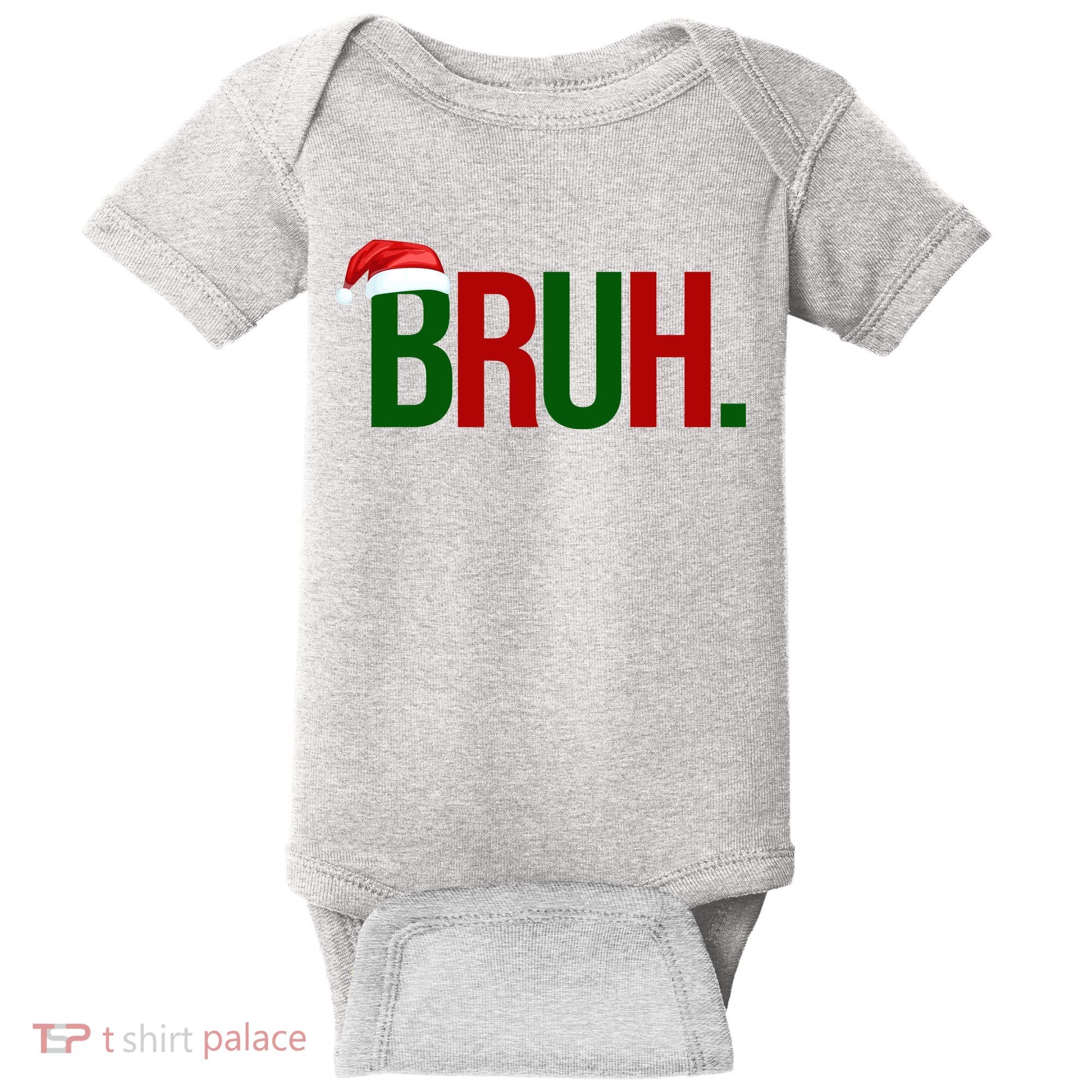 Bruh Christmas Santa Funny Baby Bodysuit
