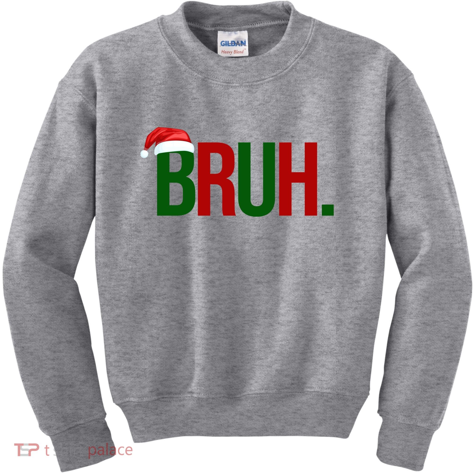 Bruh Christmas Santa Funny Kids Sweatshirt