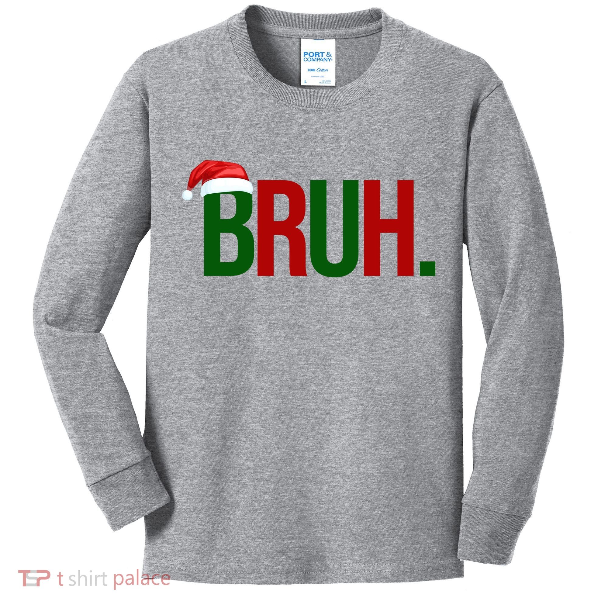 Bruh Christmas Santa Funny Kids Long Sleeve Shirt