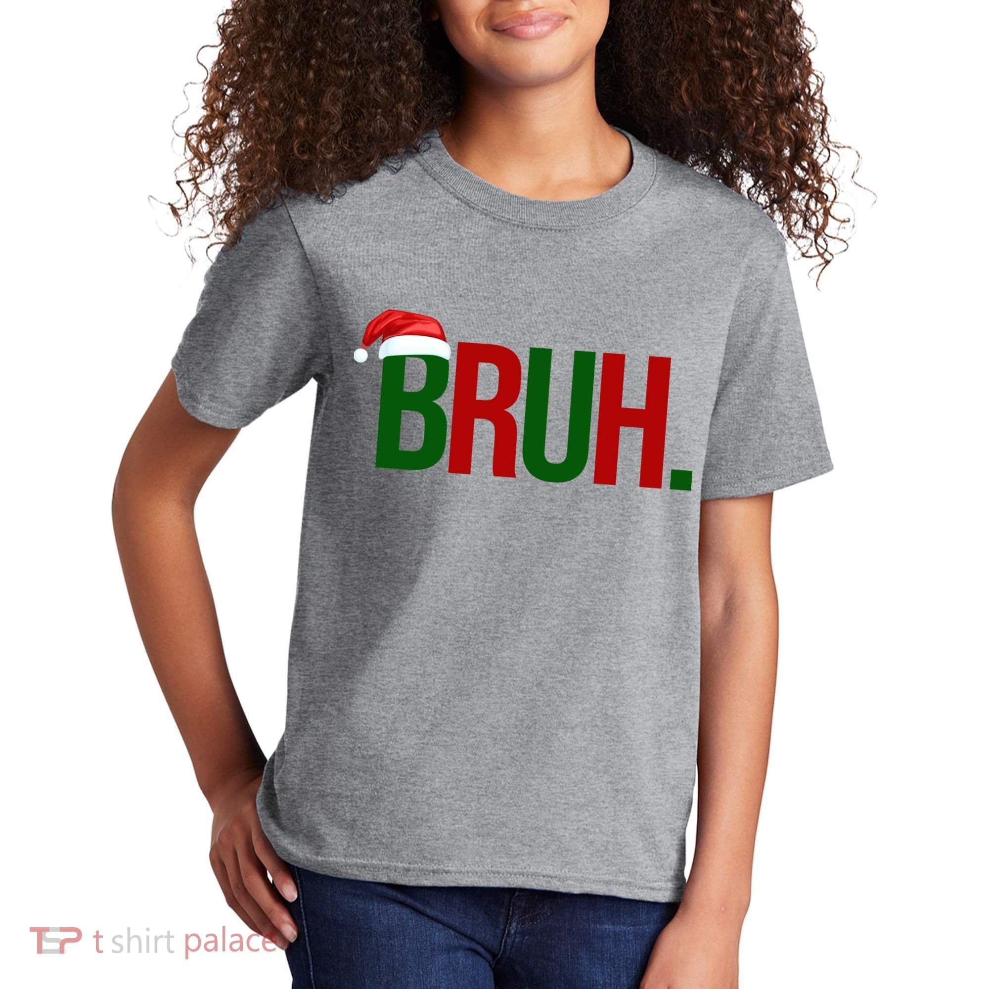 Bruh Christmas Santa Funny Kids T-Shirt
