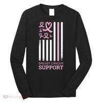 Breast Cancer Support Usa Flag Long Sleeve Shirt thumb 0