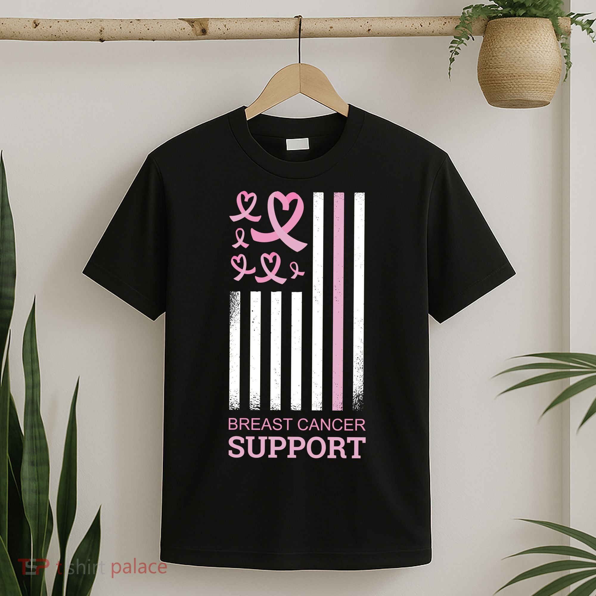 Breast Cancer Support Usa Flag T-Shirt