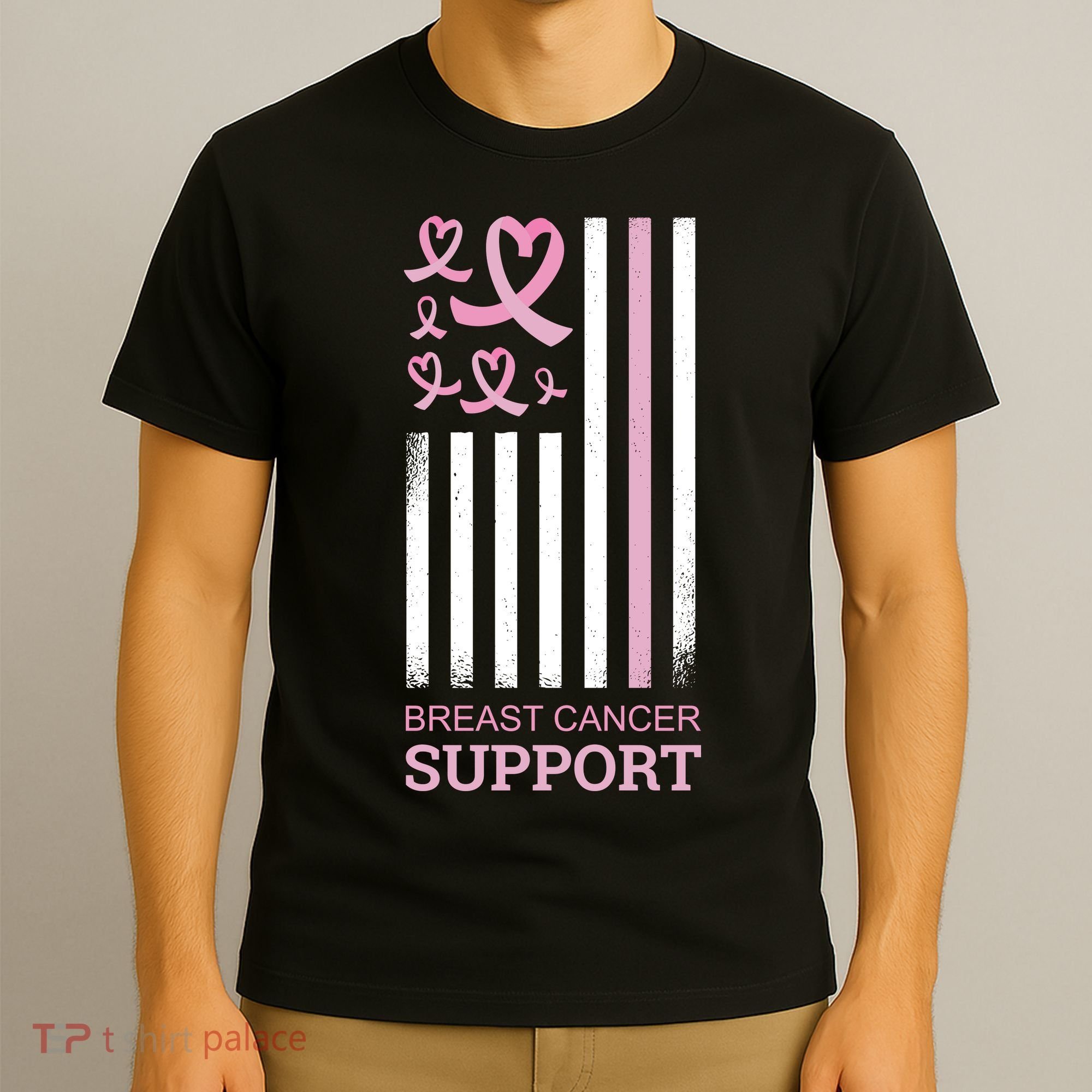 Breast Cancer Support Usa Flag T-Shirt