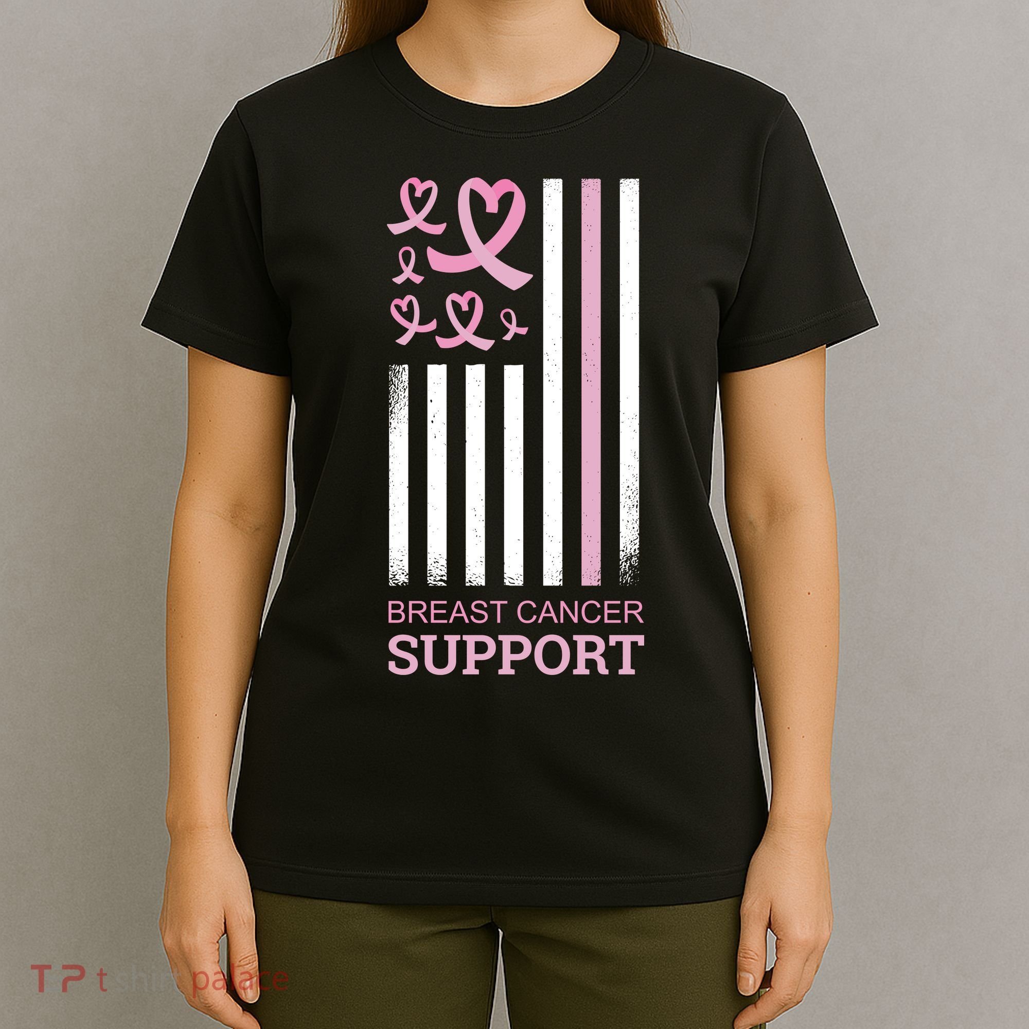 Breast Cancer Support Usa Flag T-Shirt