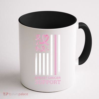 Breast Cancer Support Usa Flag Coffee Mug back