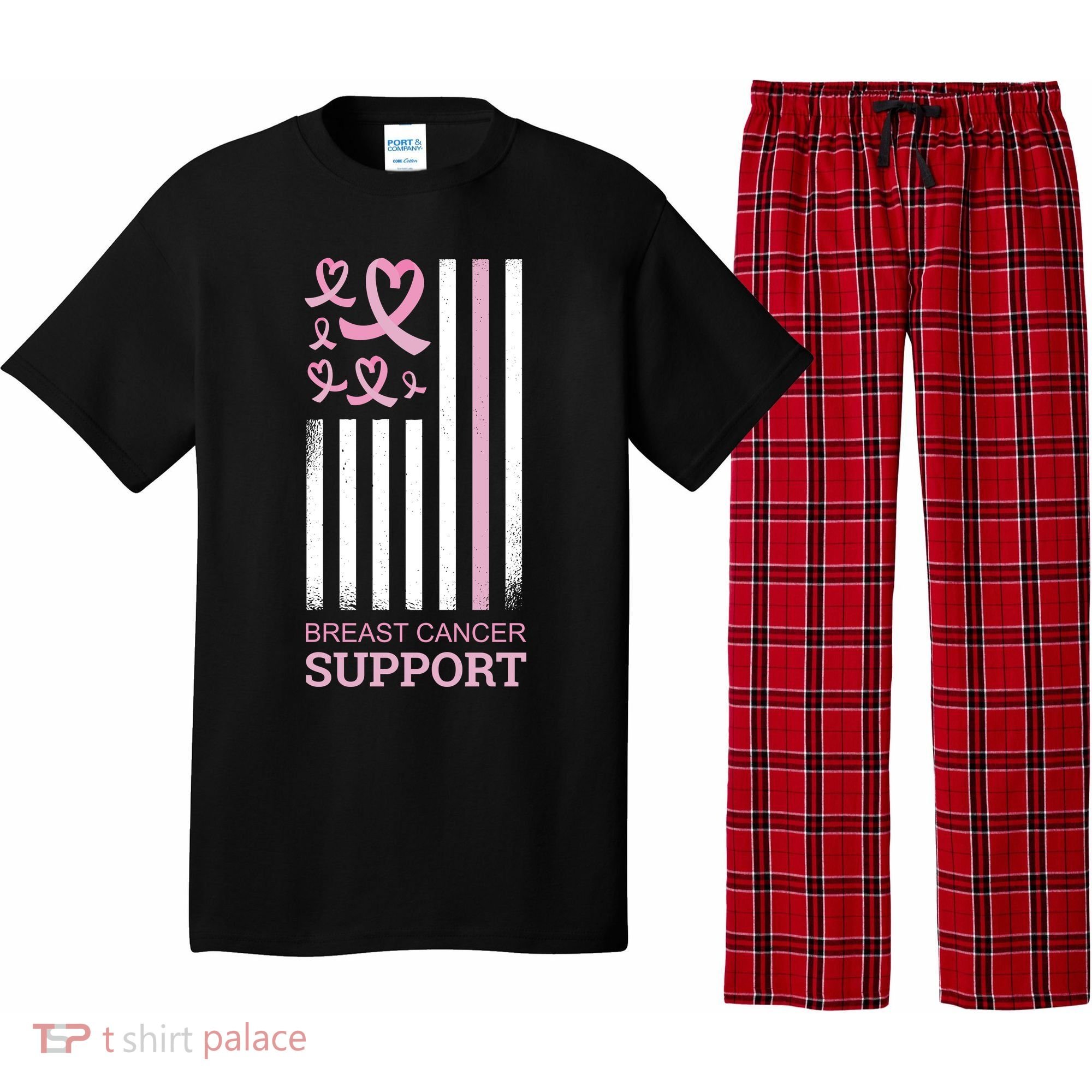 Breast Cancer Support Usa Flag Pajama Set