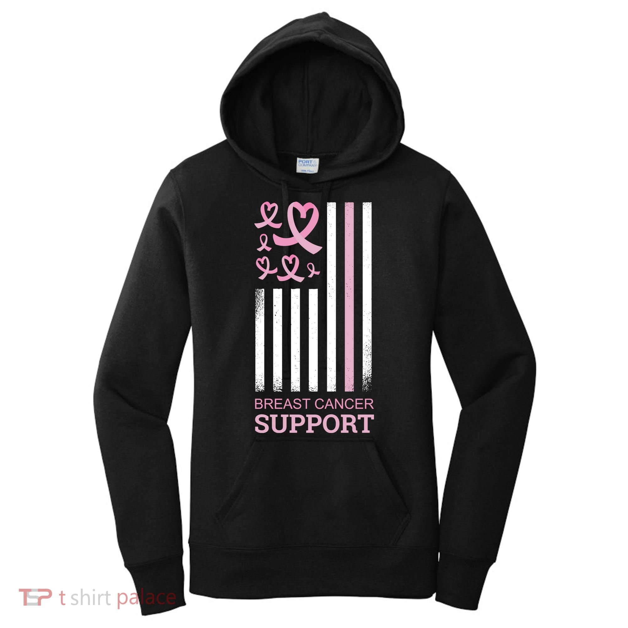 Breast Cancer Support Usa Flag Women's Hoodie