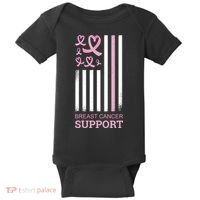 Breast Cancer Support Usa Flag Baby Bodysuit thumb 0