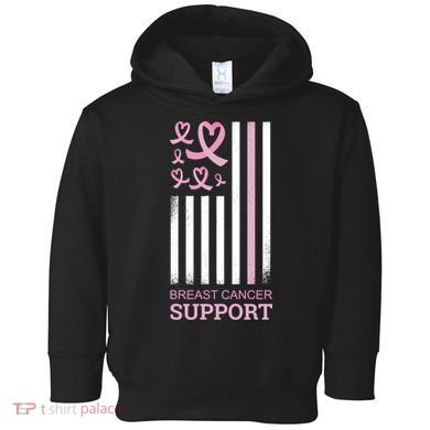 Breast Cancer Support Usa Flag Toddler Hoodie