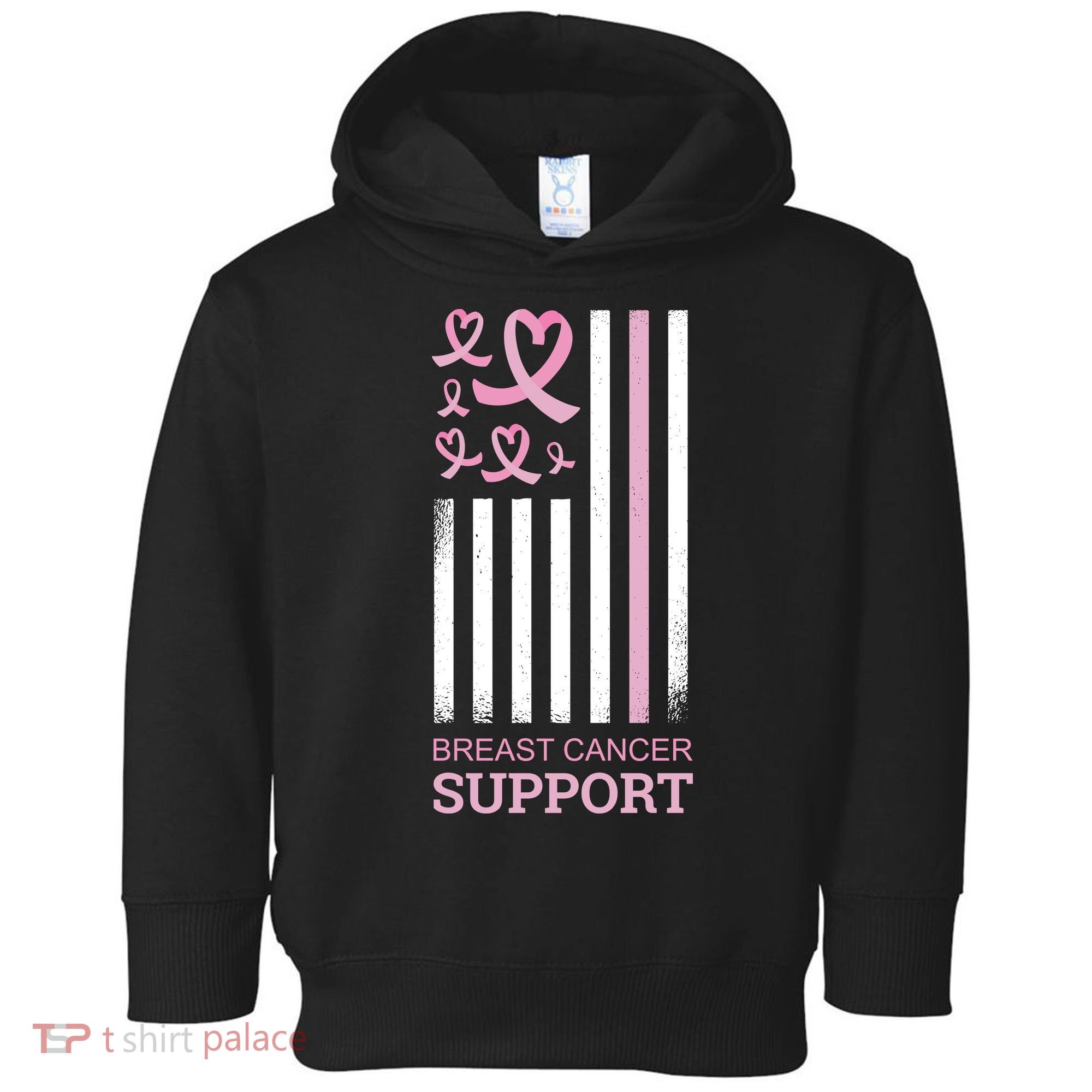 Breast Cancer Support Usa Flag Toddler Hoodie