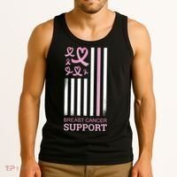 Breast Cancer Support Usa Flag Tank Top thumb 3