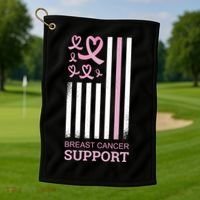 Breast Cancer Support Usa Flag Golf Towel thumb 1