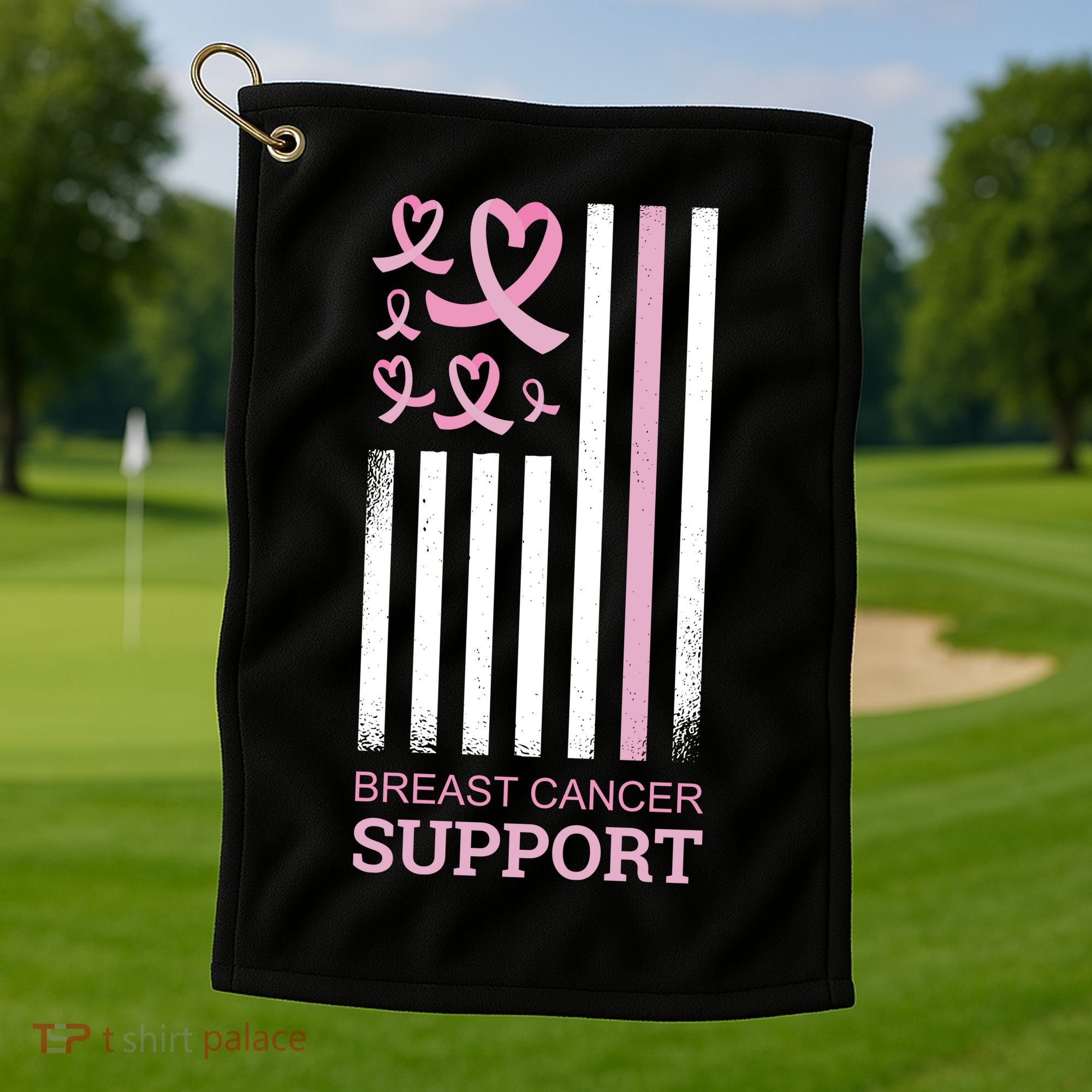 Breast Cancer Support Usa Flag Golf Towel