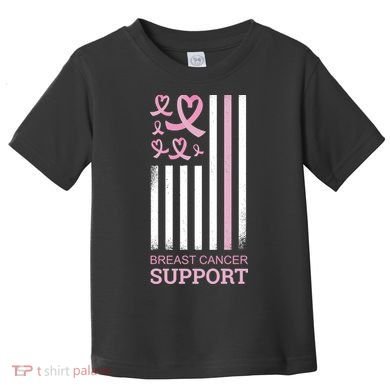 Breast Cancer Support Usa Flag Toddler T-Shirt
