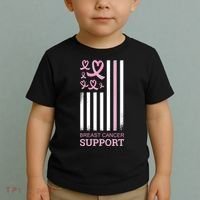 Breast Cancer Support Usa Flag Toddler T-Shirt thumb 2