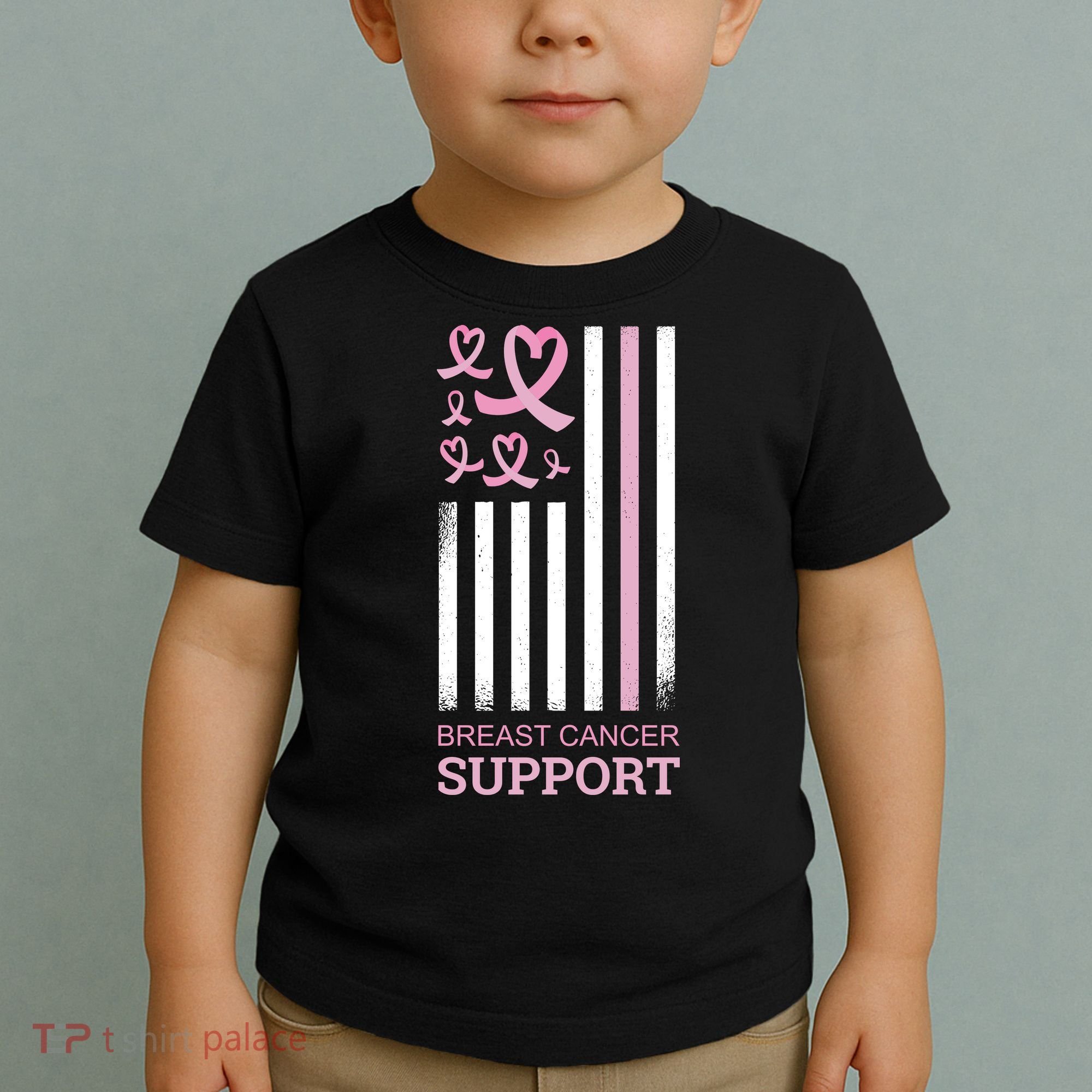 Breast Cancer Support Usa Flag Toddler T-Shirt