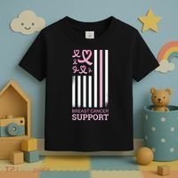 Breast Cancer Support Usa Flag Toddler T-Shirt thumb 3