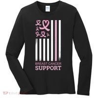 Breast Cancer Support Usa Flag Women's Long Sleeve Shirt thumb 0