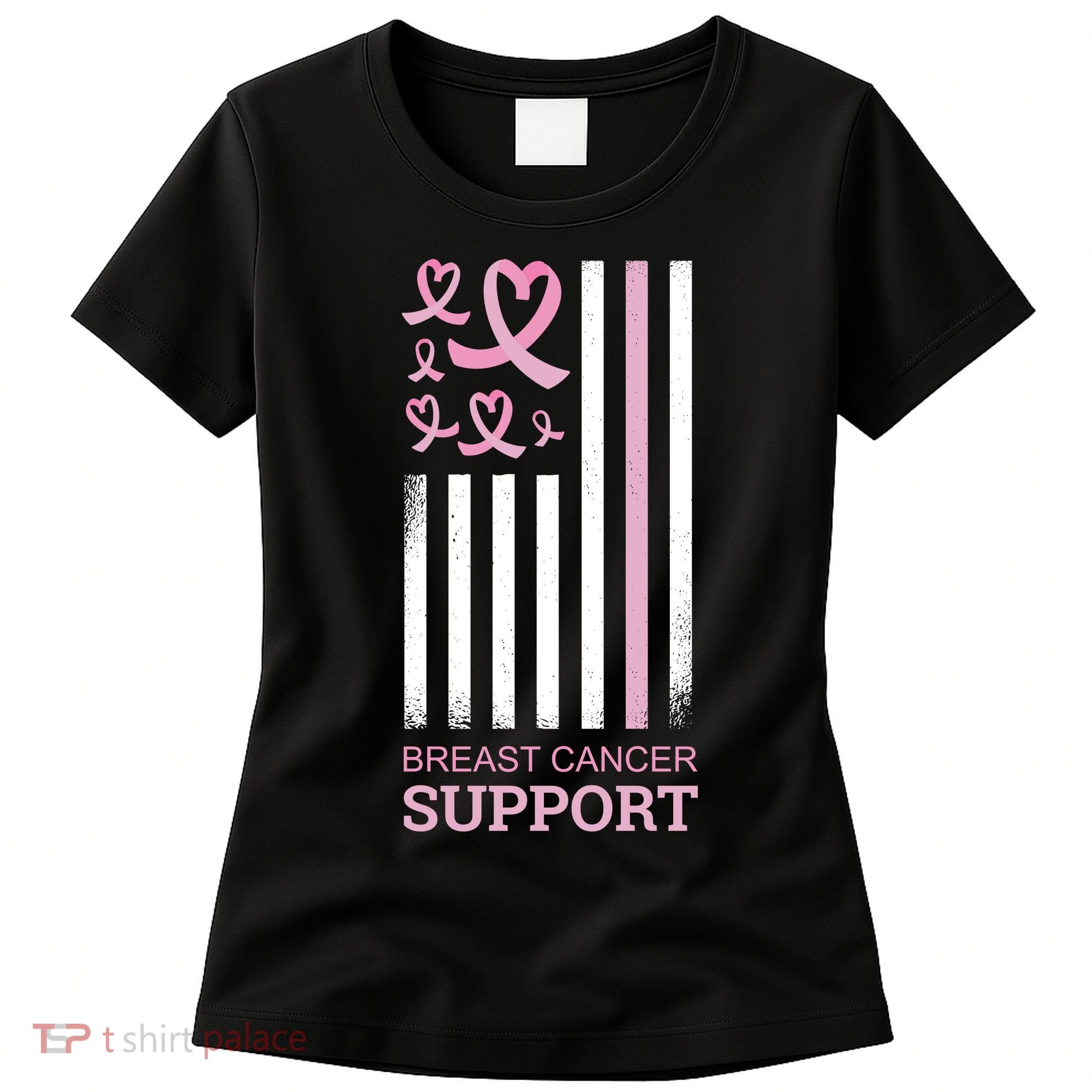 Breast Cancer Support Usa Flag Women's T-Shirt