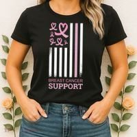 Breast Cancer Support Usa Flag Women's T-Shirt thumb 2