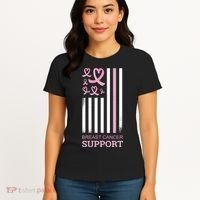 Breast Cancer Support Usa Flag Women's T-Shirt thumb 4