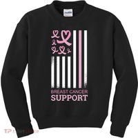 Breast Cancer Support Usa Flag Kids Sweatshirt thumb 0