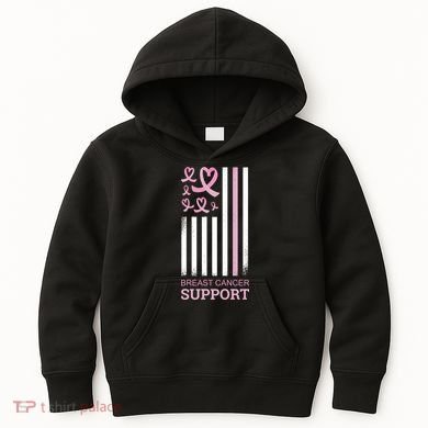 Breast Cancer Support Usa Flag Kids Hoodie