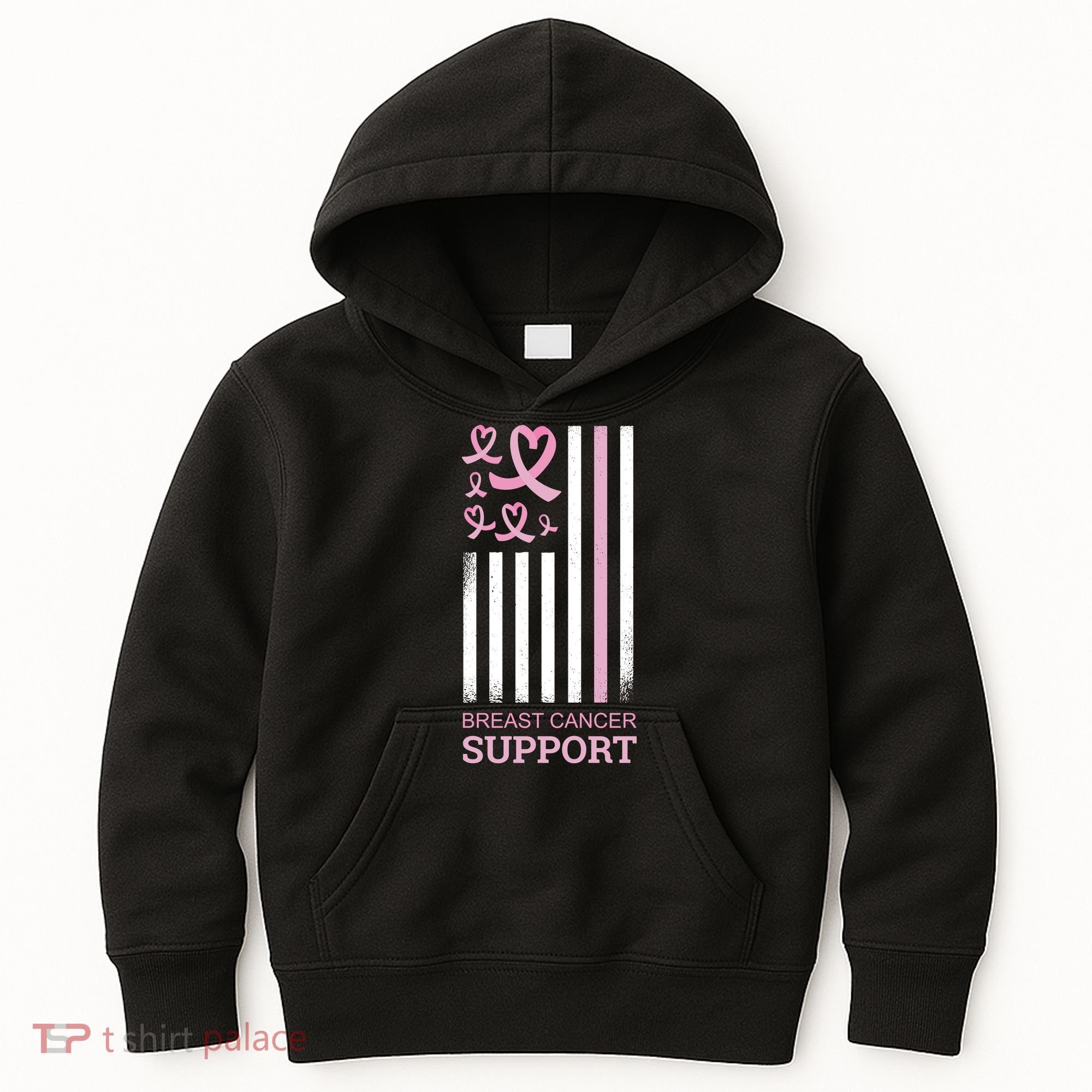 Breast Cancer Support Usa Flag Kids Hoodie
